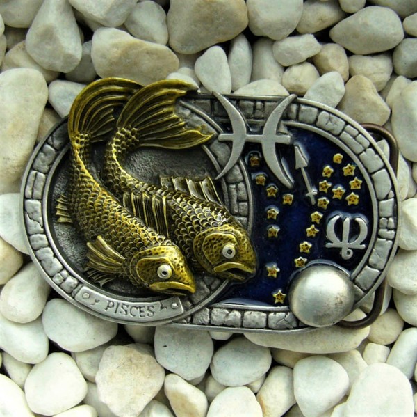 Sternzeichen Fische - Pisces, 4cm Schließe, Schnalle