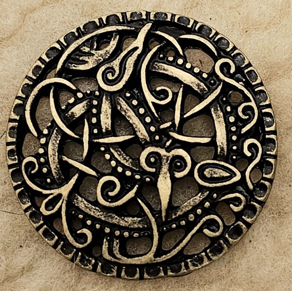 Beschlag KELTISCHER SCHLANGENKREIS, Wikinger, altmessingfarben