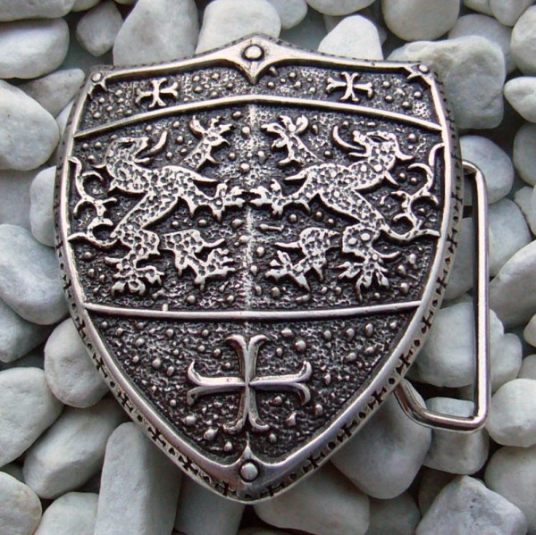 Lionscross, 4cm, mittelalterliche Wappen-Schließe, Schnalle