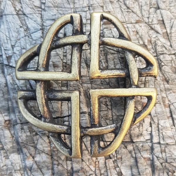 keltischer Quartär-Knoten, 4cm, altmessingfarbene Mittelalter-Schließe