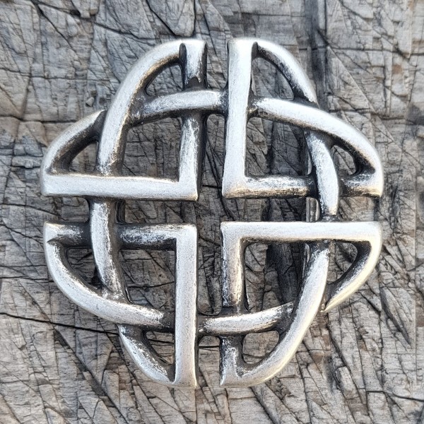 keltischer Quartär-Knoten, 4cm, silberfarbene Mittelalter-Schließe, Schnalle