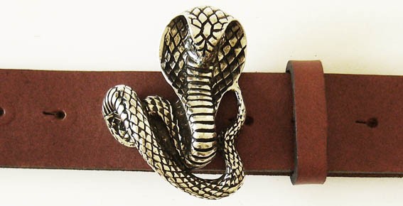 Cobra, 4cm, Schlangen-Schließe, silberfarben, Schnalle