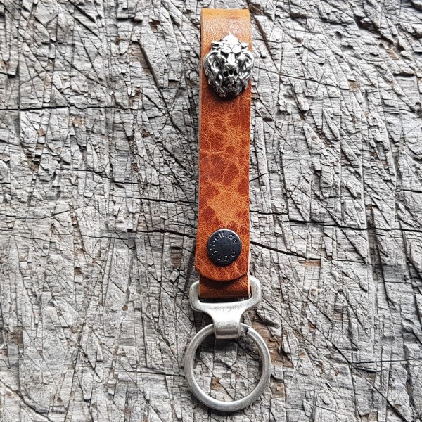 Schlüsselanhänger SLING, Löwenkopf, silber
