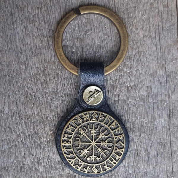 Schlüsselanhänger VEGVISIR schwarz/messingfarben