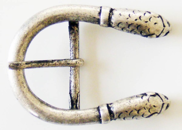 Doppel-Schlange, Dorn-Halbschließe, 3cm, silberfarben, Mittelalter