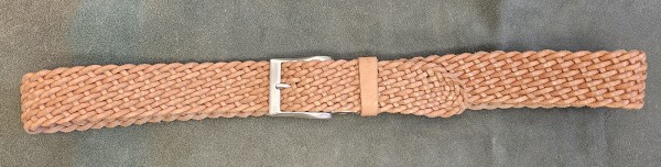 Büffelleder-Flechtgürtel, 4 cm, Fb: natur, Alltag, Büro, Anzug, ONE-SIZE